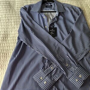 Chaps Navy and White Gingham Men's Shirt